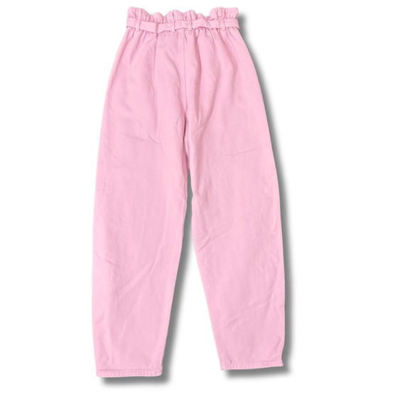 United Colors of Benetton Paperbag Trousers Womens 2 Tapered Pants PINK Twee 90s - Picture 3 of 8